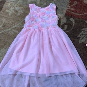 Girls pink dress with colorful flowers